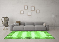 Machine Washable Solid Green Modern Rug, wshabs401grn