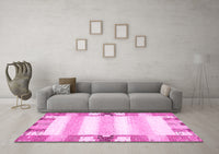 Machine Washable Solid Pink Modern Rug, wshabs401pnk