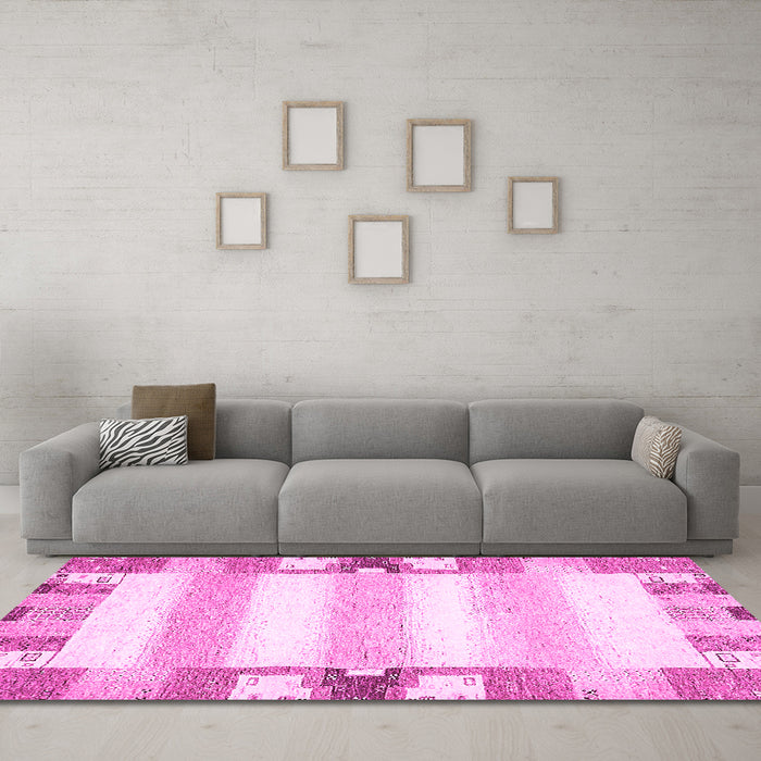 Machine Washable Solid Pink Modern Rug in a Living Room, wshabs401pnk