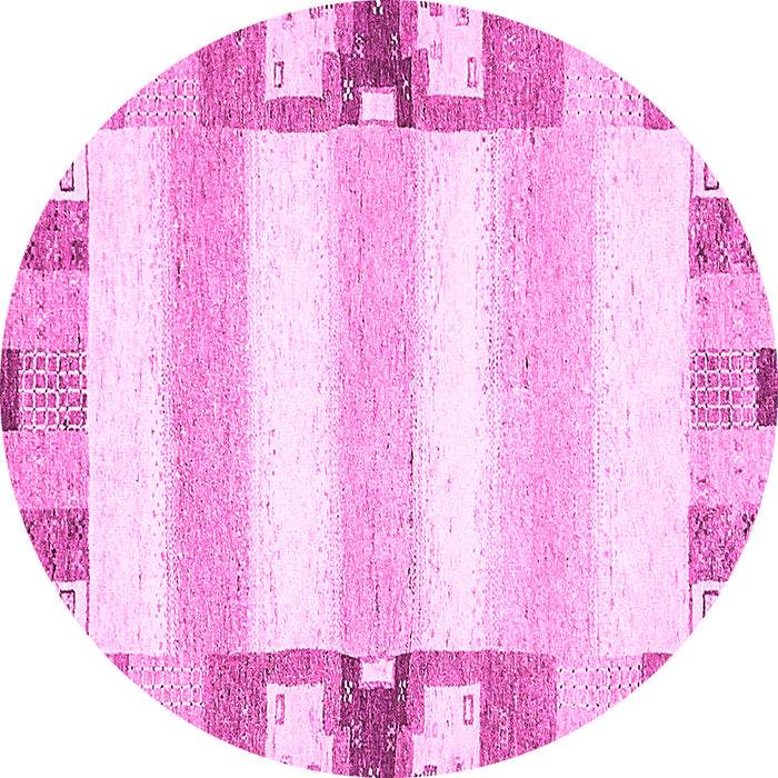 Round Machine Washable Solid Pink Modern Rug, wshabs401pnk