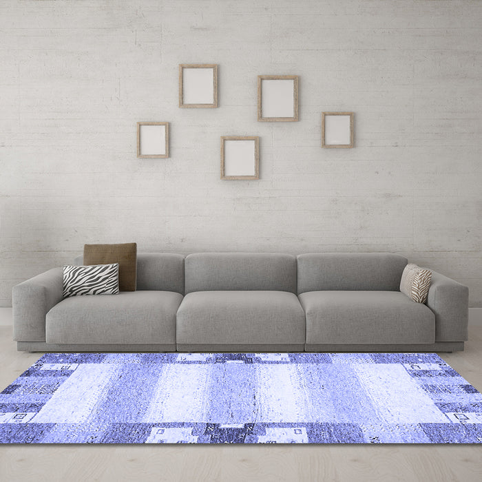 Machine Washable Solid Blue Modern Rug in a Living Room, wshabs401blu