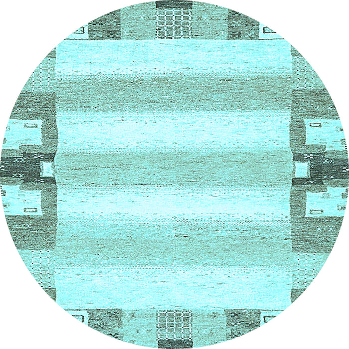 Round Machine Washable Solid Light Blue Modern Rug, wshabs401lblu