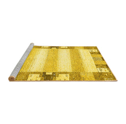 Sideview of Machine Washable Solid Yellow Modern Rug, wshabs401yw