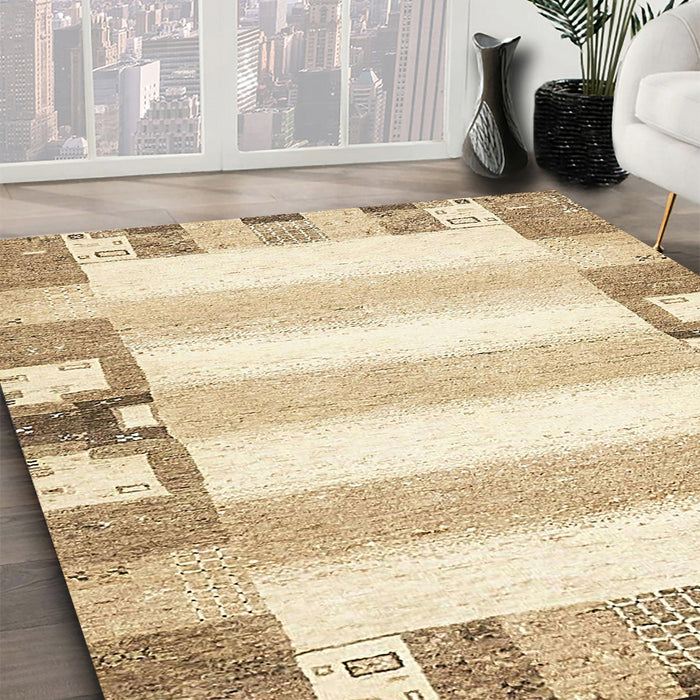 Machine Washable Abstract Gold Rug in a Family Room, wshabs401