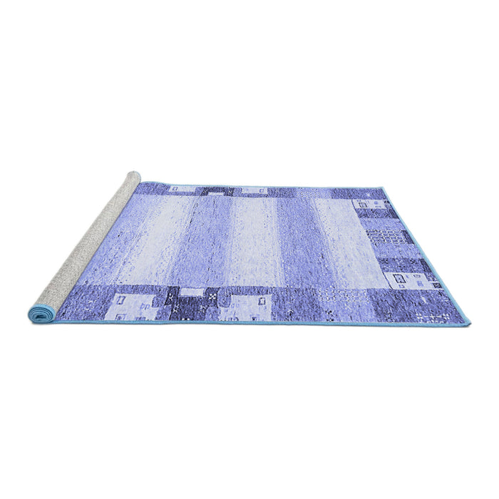 Sideview of Machine Washable Solid Blue Modern Rug, wshabs401blu
