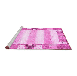 Sideview of Machine Washable Solid Pink Modern Rug, wshabs401pnk