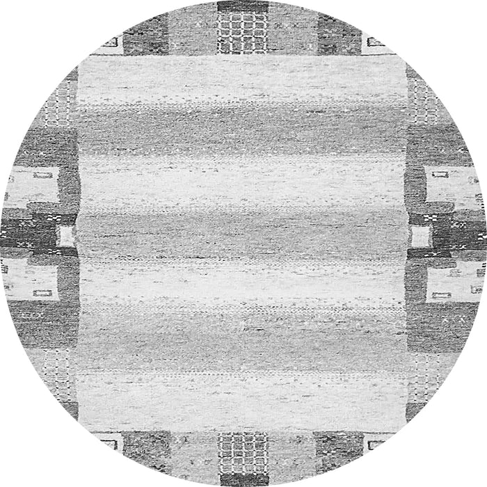 Round Machine Washable Solid Gray Modern Rug, wshabs401gry