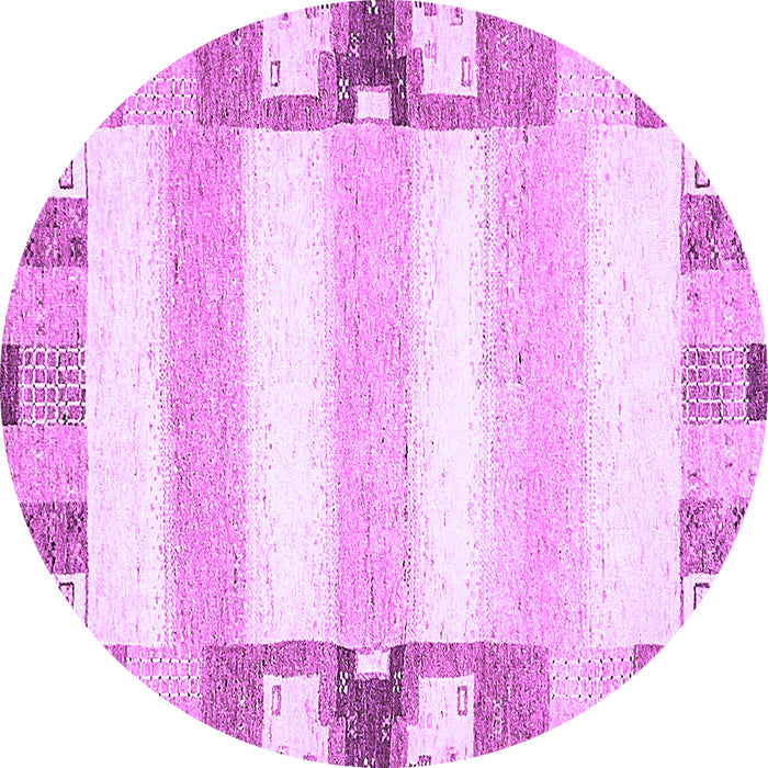 Round Machine Washable Solid Purple Modern Area Rugs, wshabs401pur
