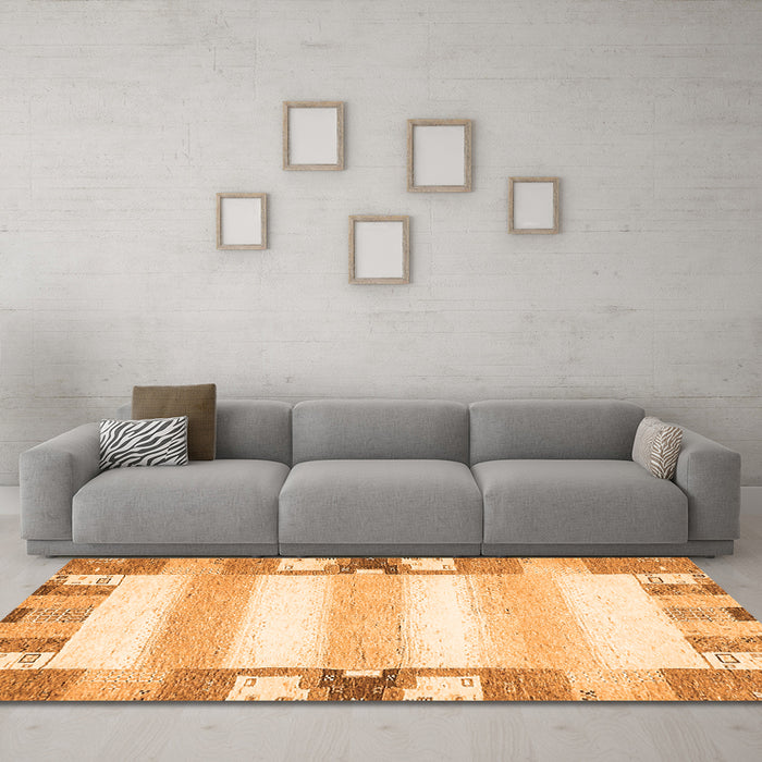 Machine Washable Solid Orange Modern Area Rugs in a Living Room, wshabs401org