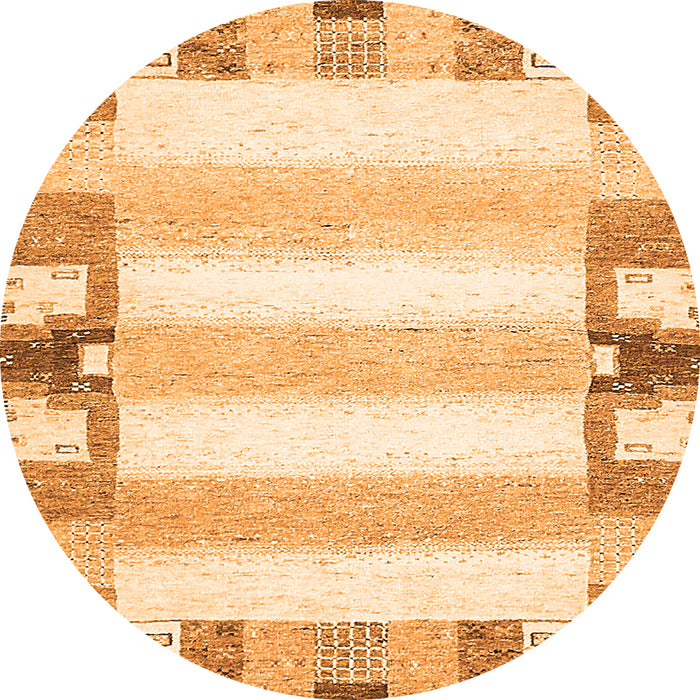 Round Machine Washable Solid Orange Modern Area Rugs, wshabs401org