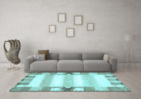 Machine Washable Solid Light Blue Modern Rug, wshabs401lblu