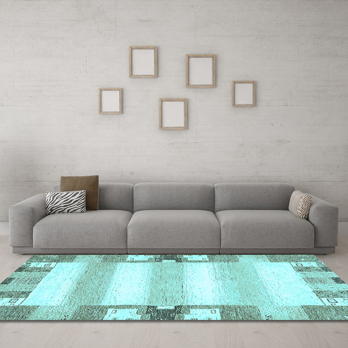 Machine Washable Solid Light Blue Modern Rug in a Living Room, wshabs401lblu