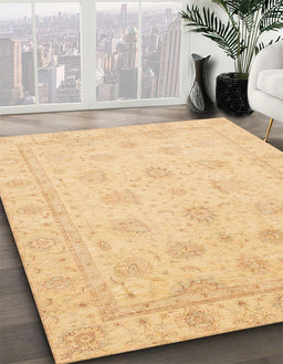 Machine Washable Abstract Mustard Yellow Rug in a Family Room, wshabs4020