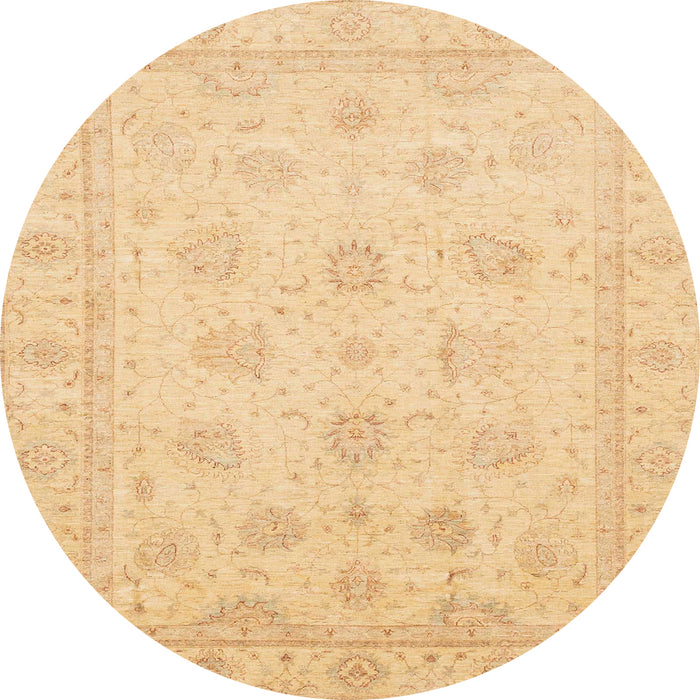 Round Machine Washable Abstract Mustard Yellow Rug, wshabs4020