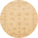 Round Machine Washable Abstract Mustard Yellow Rug, wshabs4020