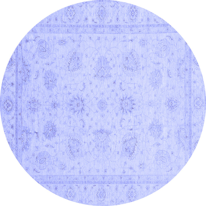 Round Machine Washable Oriental Blue Traditional Rug, wshabs4020blu
