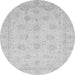 Round Machine Washable Oriental Gray Traditional Rug, wshabs4020gry