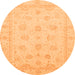 Round Oriental Orange Traditional Rug, abs4020org