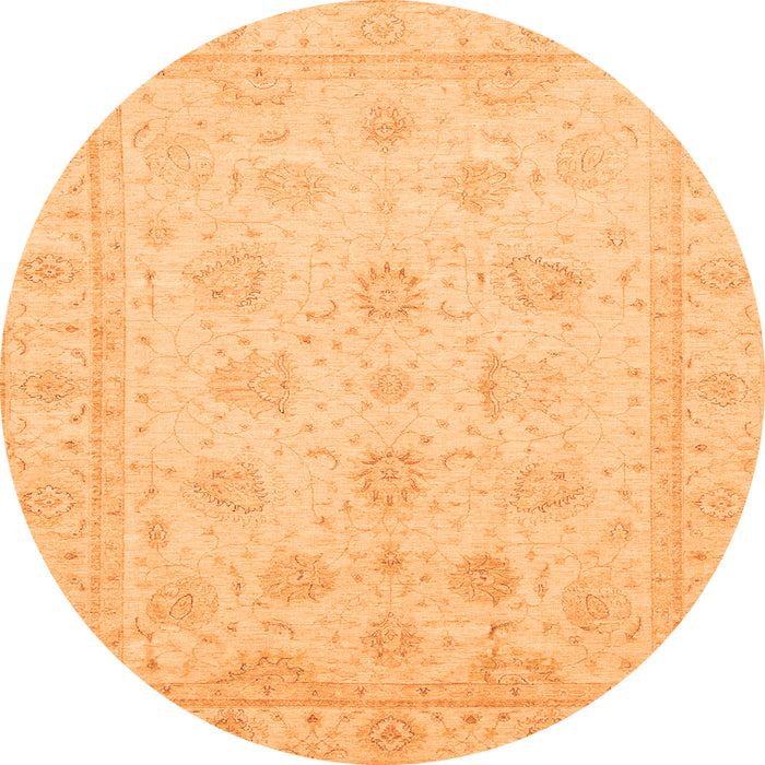 Round Machine Washable Oriental Orange Traditional Area Rugs, wshabs4020org