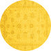 Round Oriental Yellow Traditional Rug, abs4020yw