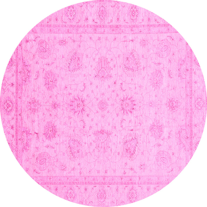 Round Machine Washable Oriental Pink Traditional Rug, wshabs4020pnk