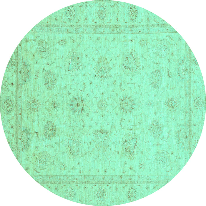 Round Oriental Turquoise Traditional Rug, abs4020turq