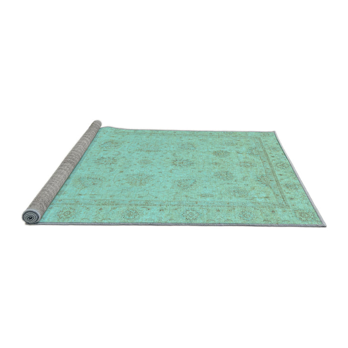Sideview of Machine Washable Oriental Light Blue Traditional Rug, wshabs4020lblu