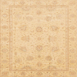 Square Abstract Mustard Yellow Oriental Rug, abs4020