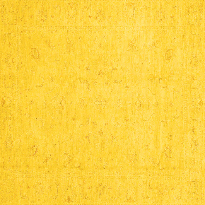 Square Machine Washable Oriental Yellow Traditional Rug, wshabs4021yw