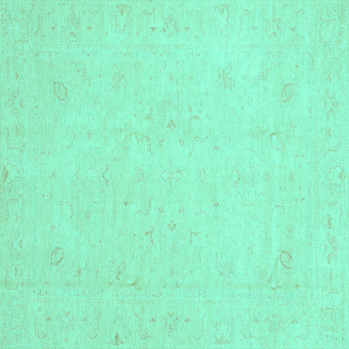 Square Oriental Turquoise Traditional Rug, abs4021turq