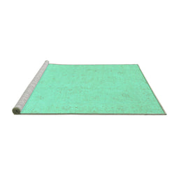 Sideview of Machine Washable Oriental Turquoise Traditional Area Rugs, wshabs4021turq