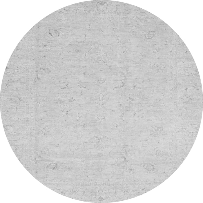 Round Machine Washable Oriental Gray Traditional Rug, wshabs4021gry