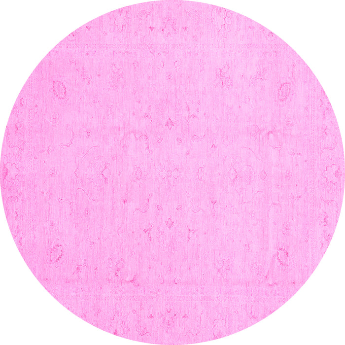 Round Oriental Pink Traditional Rug, abs4021pnk