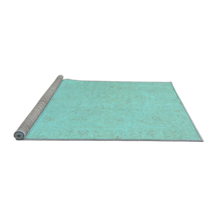 Sideview of Machine Washable Oriental Light Blue Traditional Rug, wshabs4021lblu
