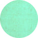 Round Machine Washable Oriental Turquoise Traditional Area Rugs, wshabs4021turq