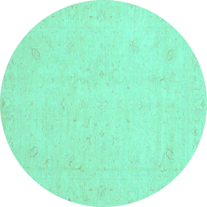 Round Oriental Turquoise Traditional Rug, abs4021turq