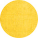 Round Machine Washable Oriental Yellow Traditional Rug, wshabs4021yw