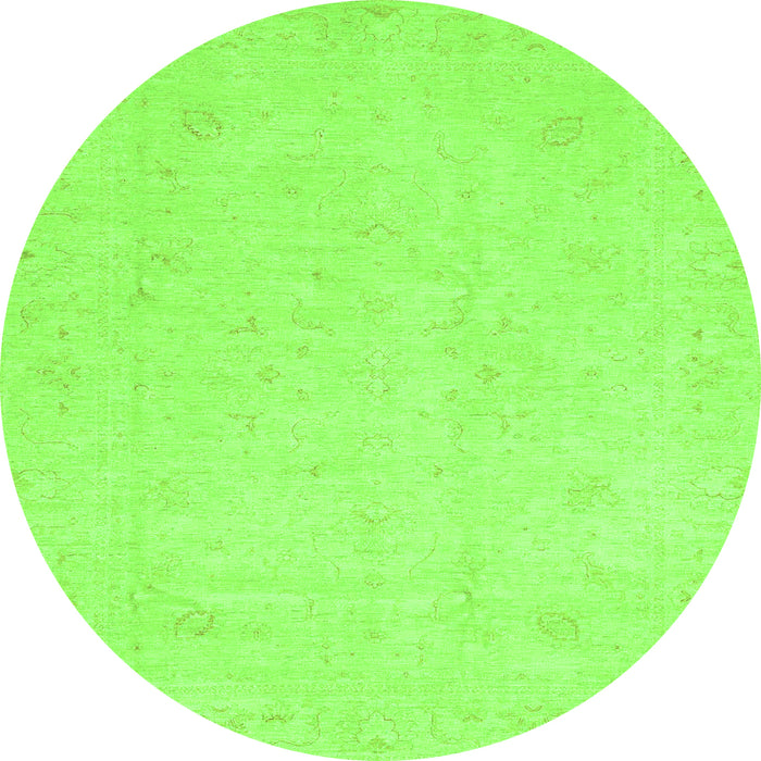 Round Oriental Green Traditional Rug, abs4021grn