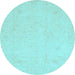 Round Oriental Light Blue Traditional Rug, abs4021lblu