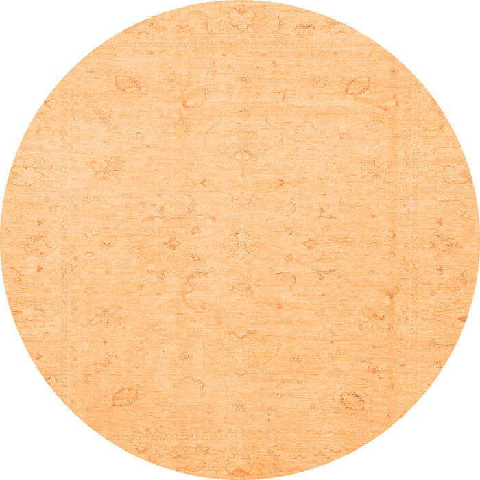 Round Oriental Orange Traditional Rug, abs4021org