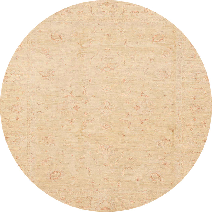 Round Abstract Brown Gold Oriental Rug, abs4021