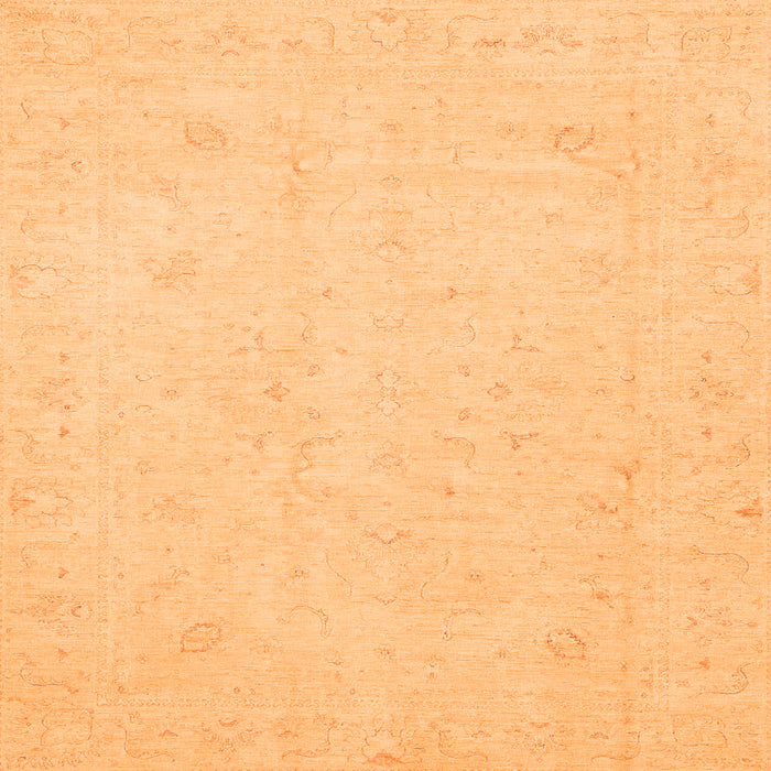 Square Machine Washable Oriental Orange Traditional Area Rugs, wshabs4021org