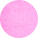 Round Oriental Pink Traditional Rug, abs4022pnk