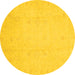 Round Machine Washable Oriental Yellow Traditional Rug, wshabs4022yw