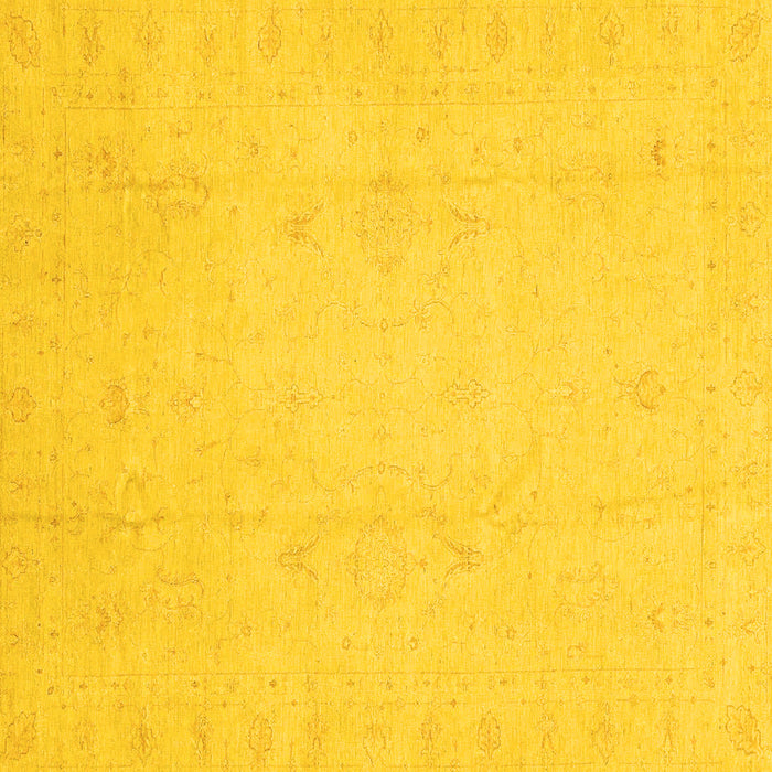 Square Machine Washable Oriental Yellow Traditional Rug, wshabs4022yw