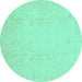 Round Oriental Turquoise Traditional Rug, abs4022turq