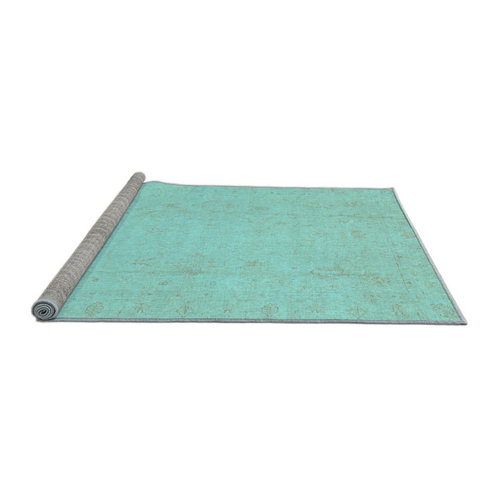 Sideview of Machine Washable Oriental Light Blue Traditional Rug, wshabs4022lblu