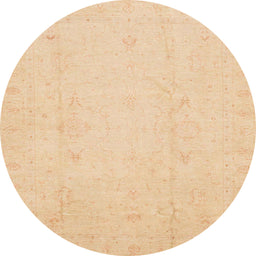 Round Abstract Yellow Oriental Rug, abs4022