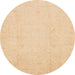 Round Abstract Yellow Oriental Rug, abs4022