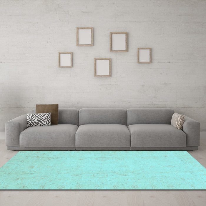 Machine Washable Oriental Light Blue Traditional Rug in a Living Room, wshabs4022lblu